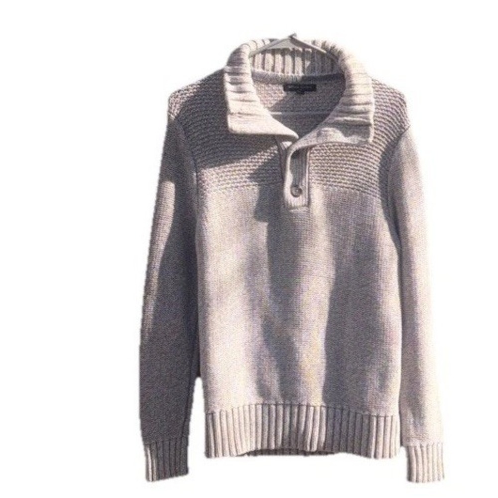 Banana‎ Republic Men's Sweater 100% Cotton Quarter Snap Gray Size Small Ch/p
